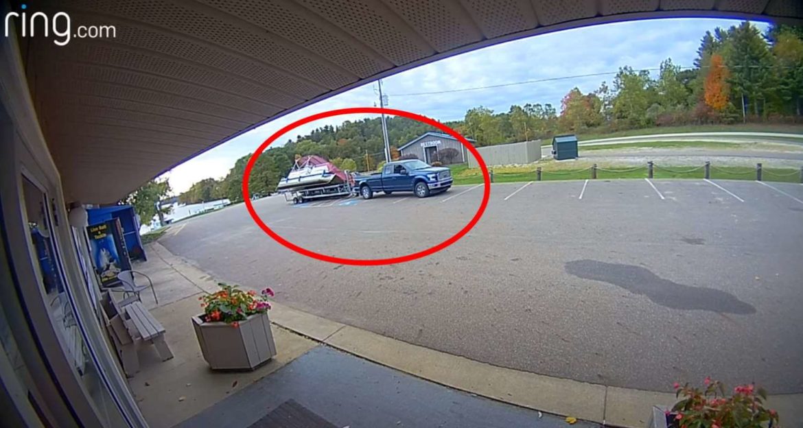 Pontoon Boat Flips Off Boat Trailer