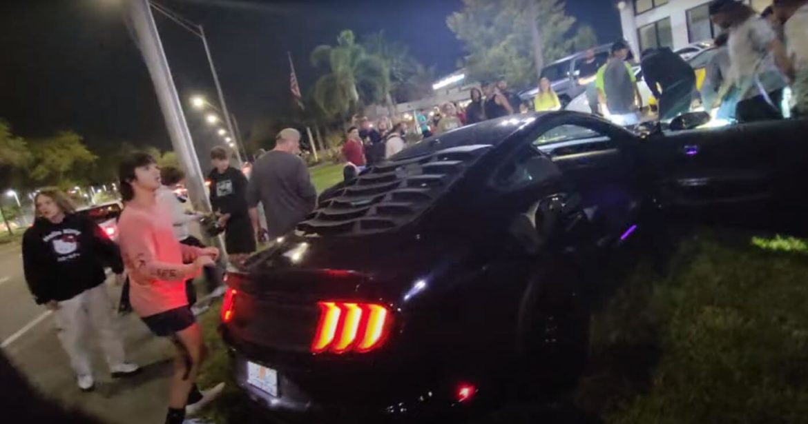 Sarasota Car Meet Mustang Crash